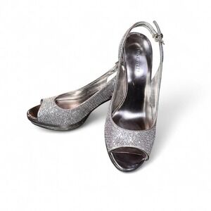 NINE WESTSILVER SPARKLING HIGH HEELS PUMPS LADIES 6.5‎
